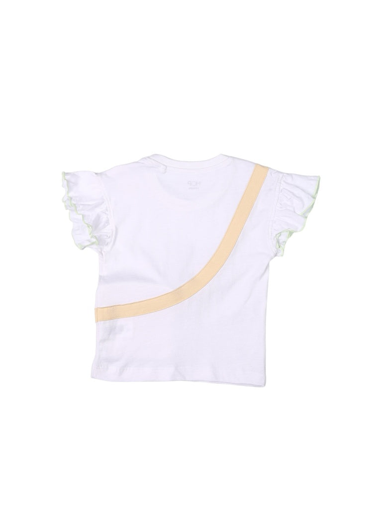 HOP Kids Girls White Cherry Gingham Bag Cotton T-Shirt