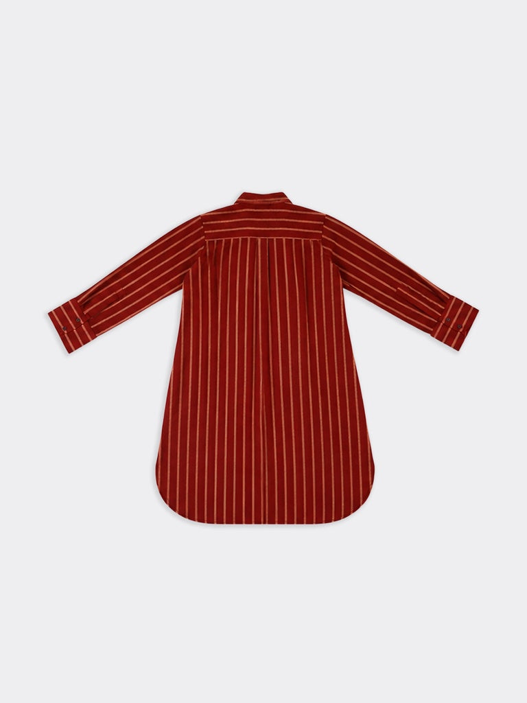 Utsa Red Striped Cotton A-Line Kurta