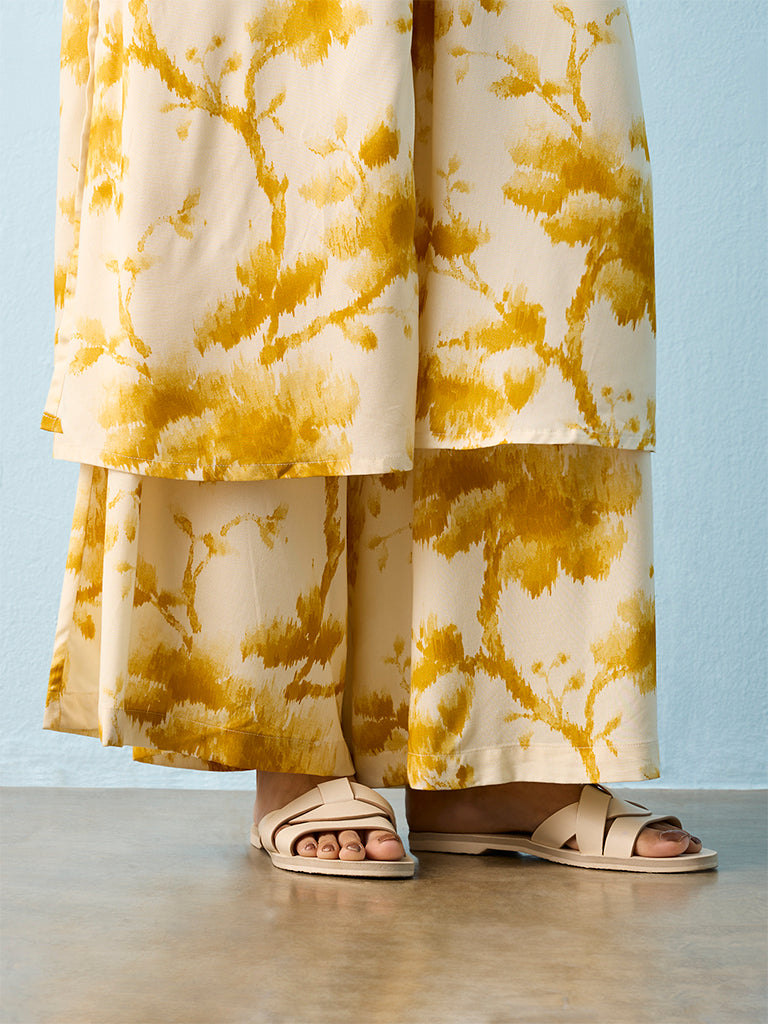 Buy Utsa Mustard Tie-Dye Printed Pants from Westside
