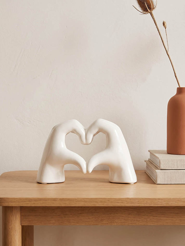 Westside Home White Heart Hand Decorative Object