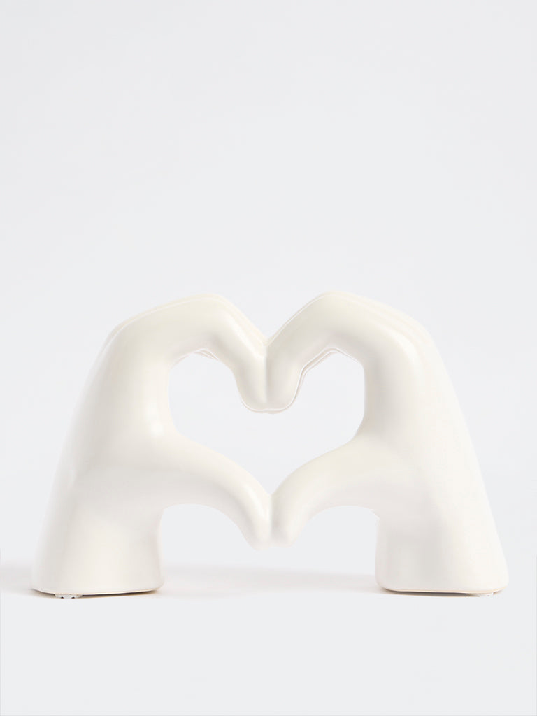 Westside Home White Heart Hand Decorative Object