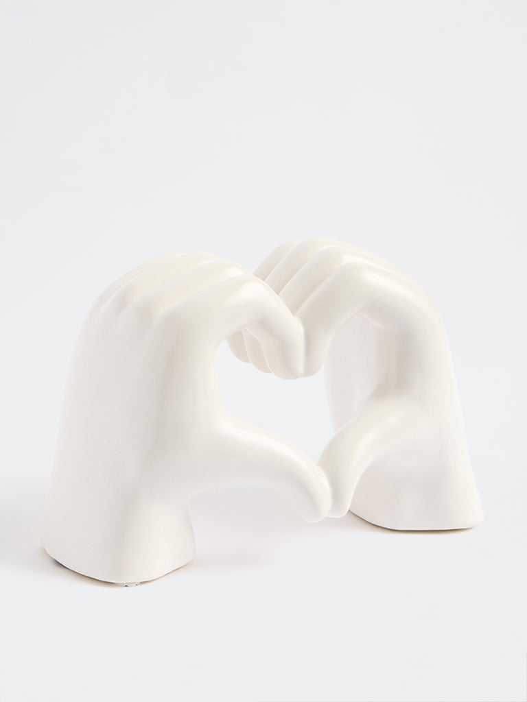Westside Home White Heart Hand Decorative Object