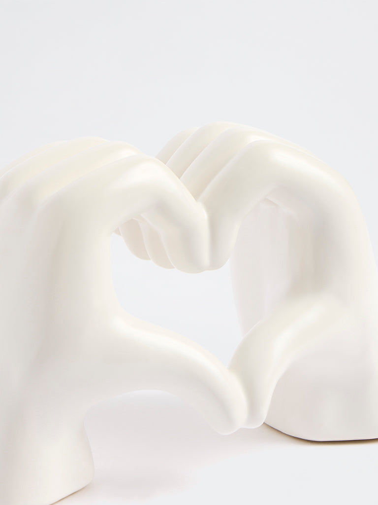 Westside Home White Heart Hand Decorative Object