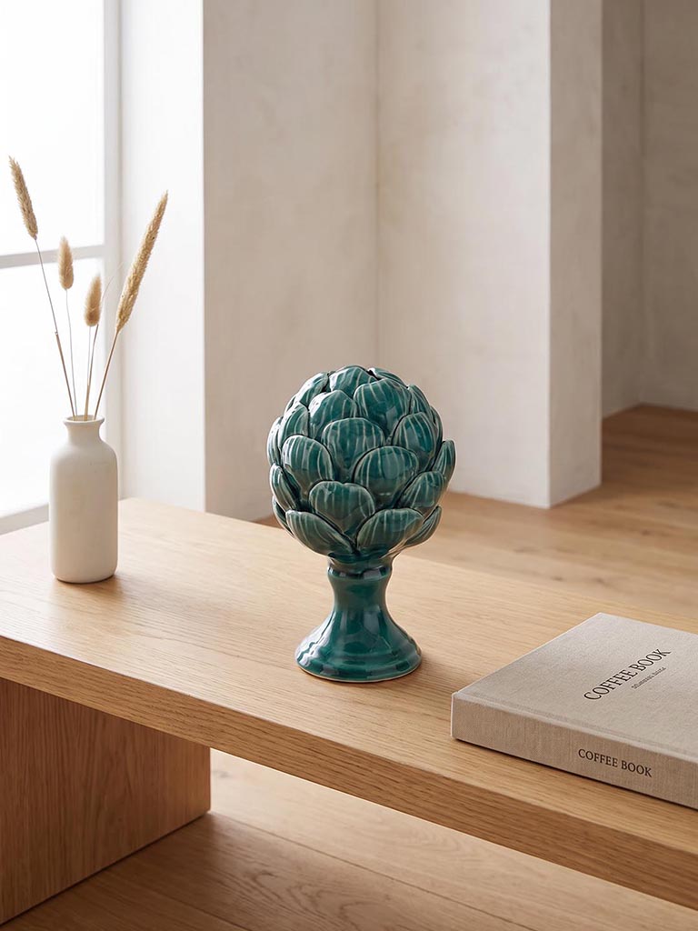 Westside Home Teal Ceramic Artichoke Decorative Object