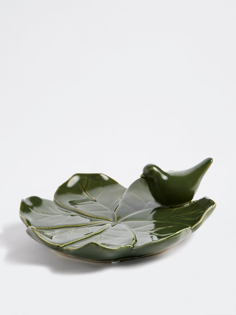 Westside Home Green Ceramic Bird Platter