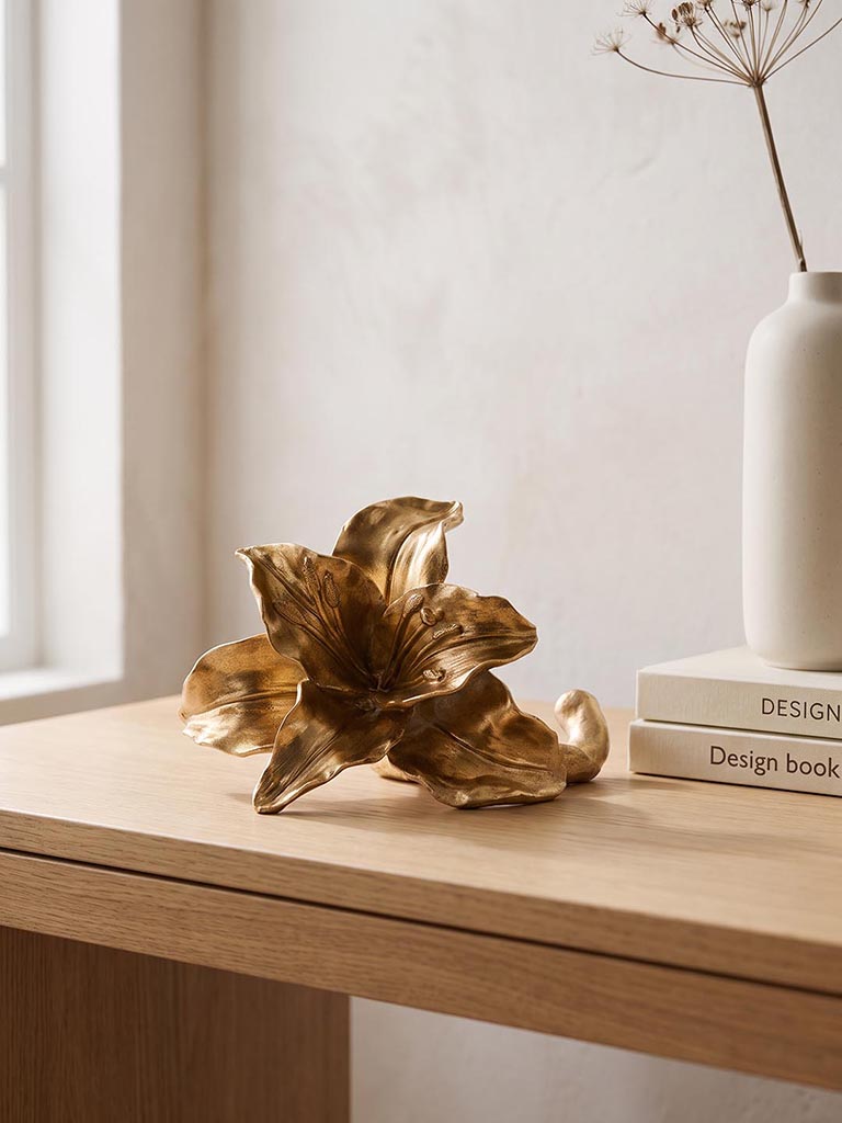Westside Home Gold Resin Flower Decorative Object