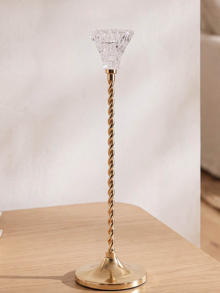 Westside Home Gold Metal Taper Candle Holder With Glass Cup