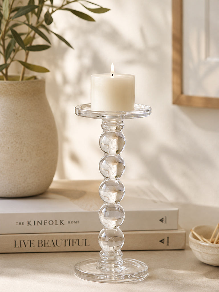 Westside Home Glass Bubble Pillar Candle Holder