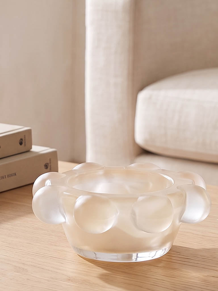 Westside Home Cream Glass Bubble Tealight Candle Holder