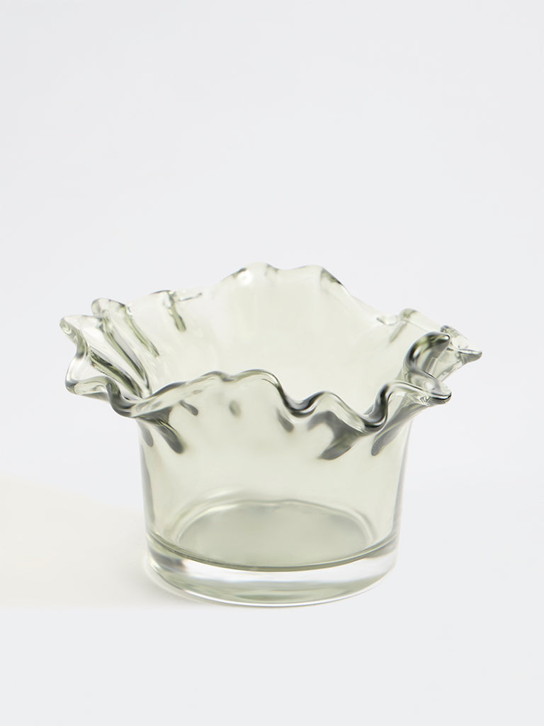 Westside Home Green Frill-Design Glass Votive Candle Holder