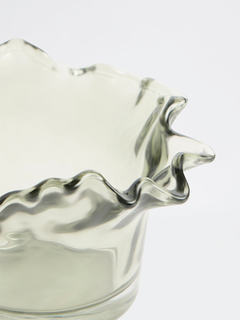Westside Home Green Frill-Design Glass Votive Candle Holder