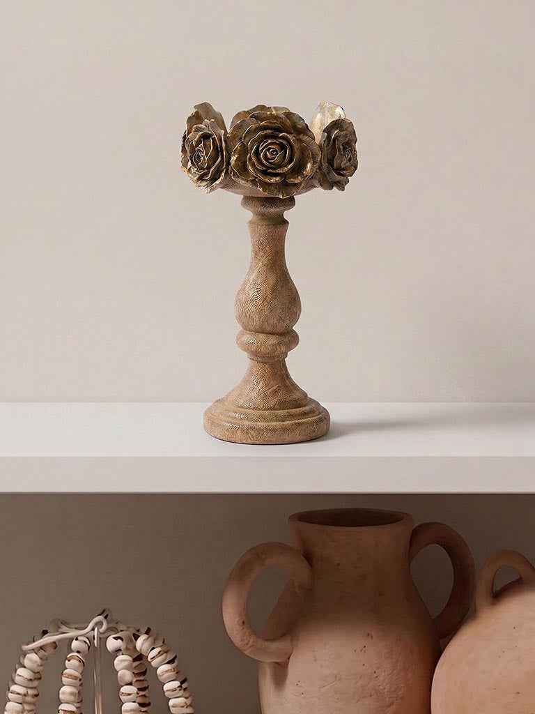 Westside Home Gold Rose-Detail Candle Holder