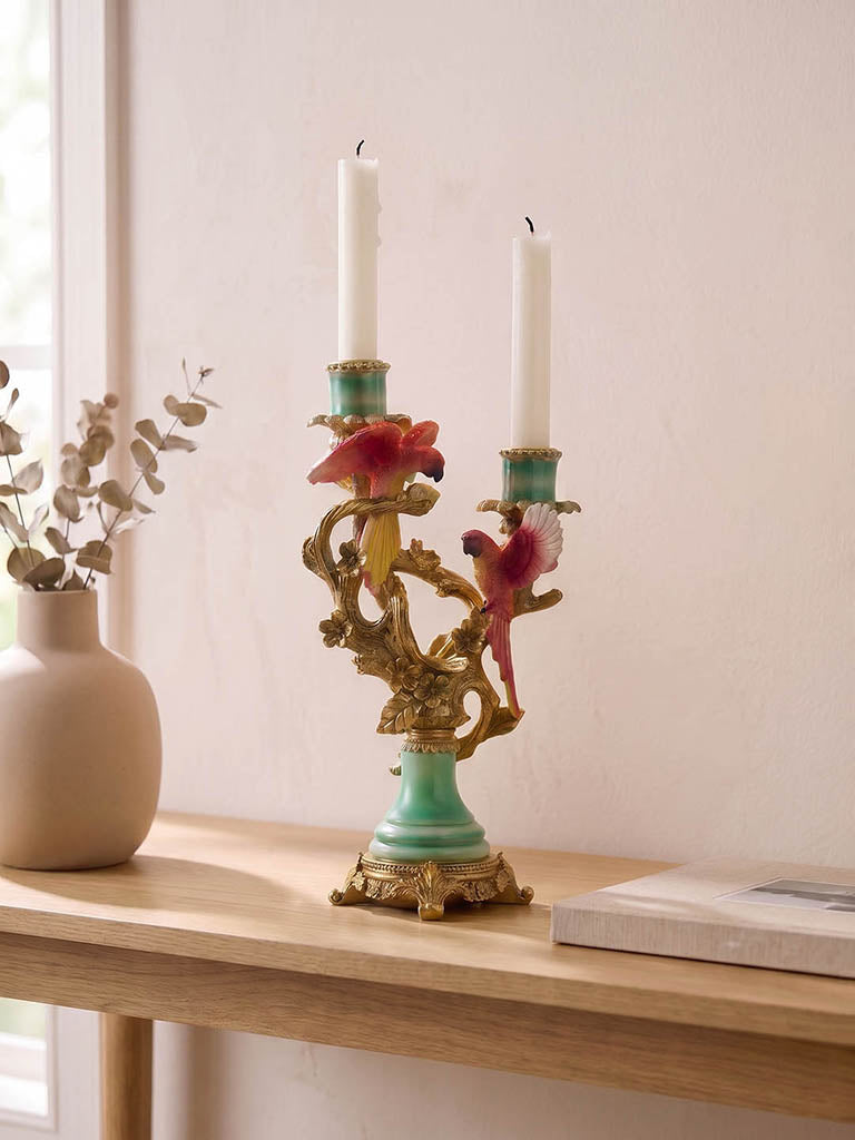 Westside Home Gold 2 Bird Design Taper Candle Holder