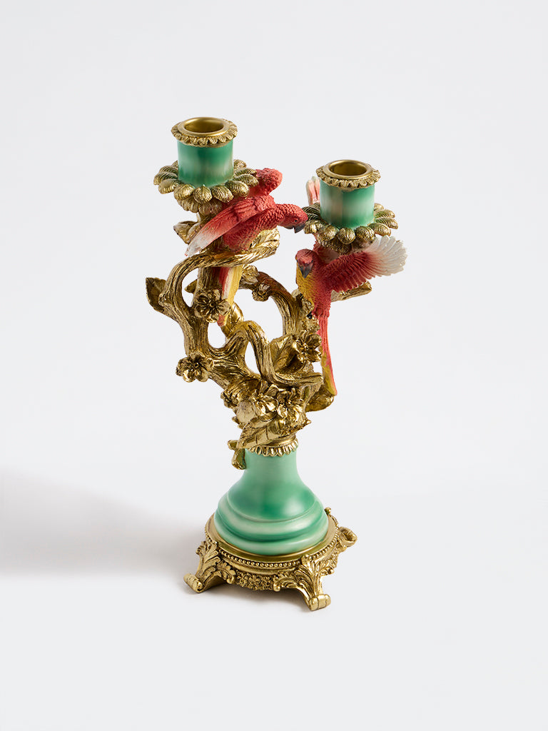 Westside Home Gold 2 Bird Design Taper Candle Holder