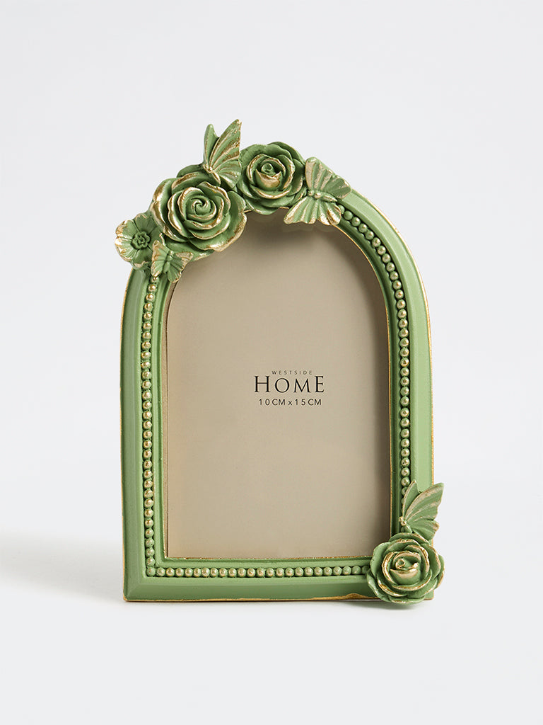 Westside Home Green Rose-Detail Arch Photo Frame