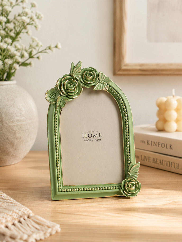 Westside Home Green Rose-Detail Arch Photo Frame