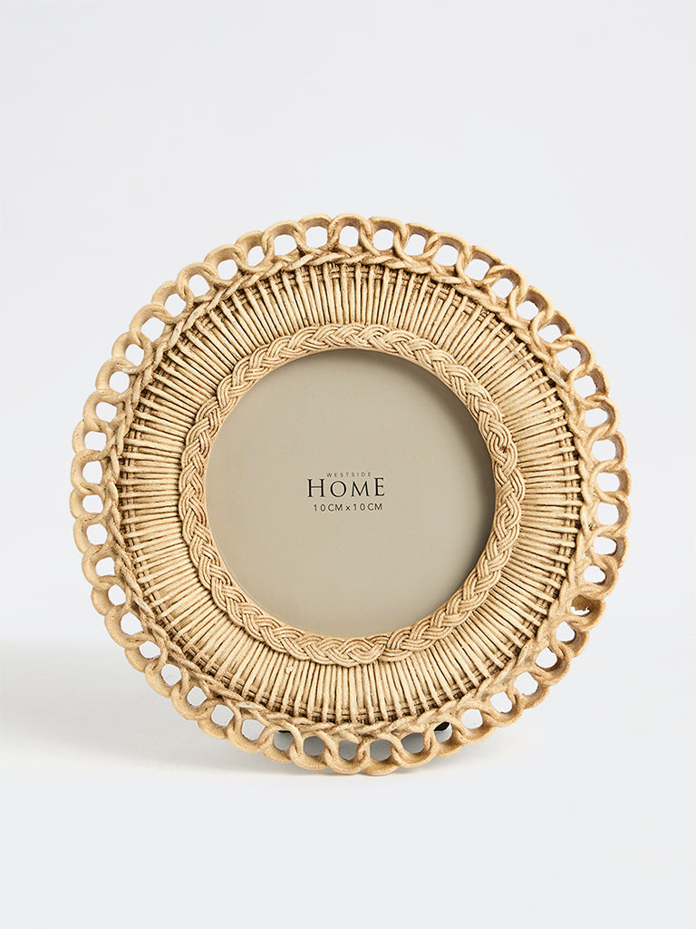 Westside Home Beige Woven Textured Circular Photo Frame