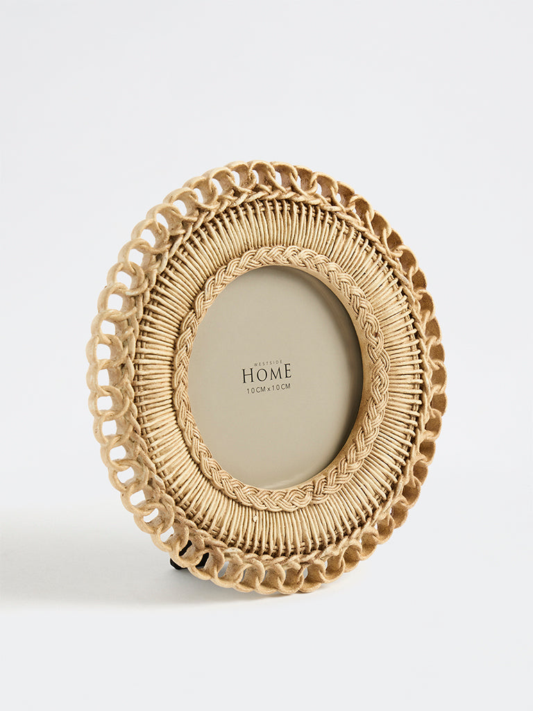 Westside Home Beige Woven Textured Circular Photo Frame