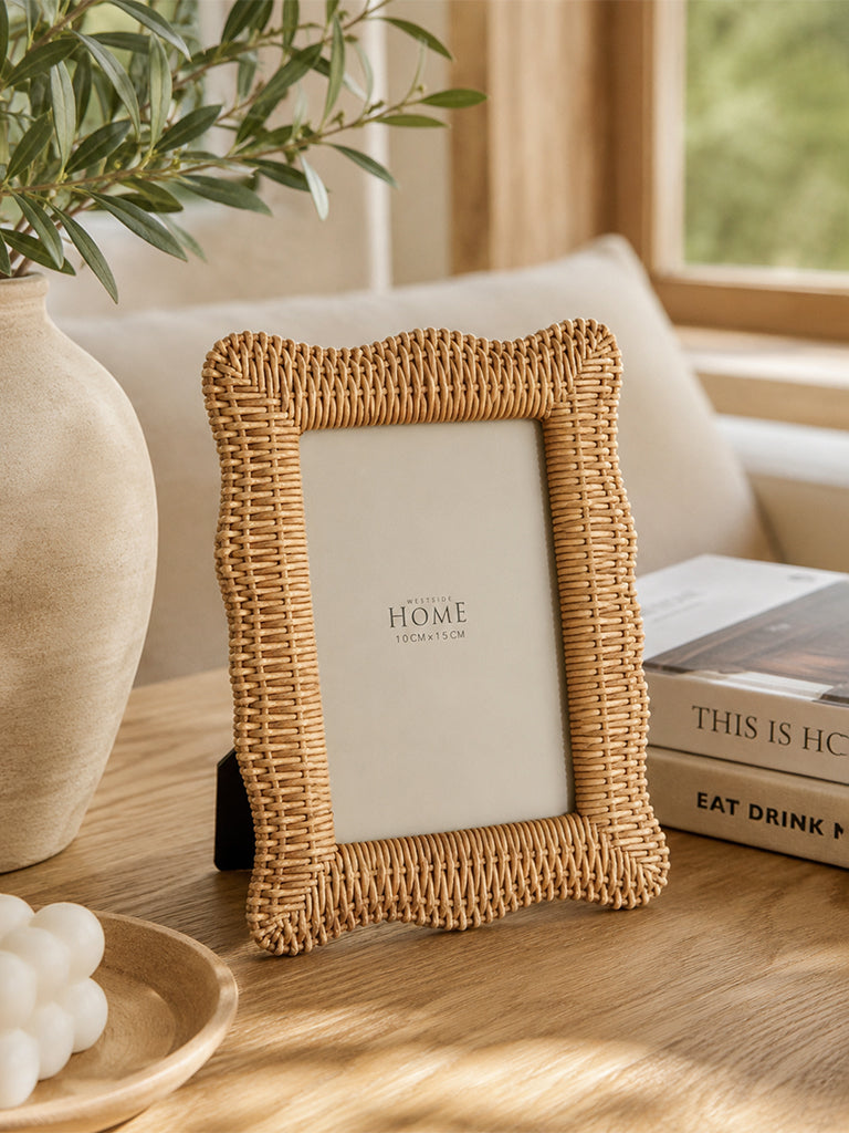 Westside Home Beige Woven Textured Rectangular Photo Frame