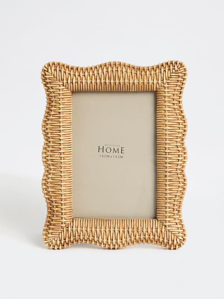 Westside Home Beige Woven Textured Rectangular Photo Frame