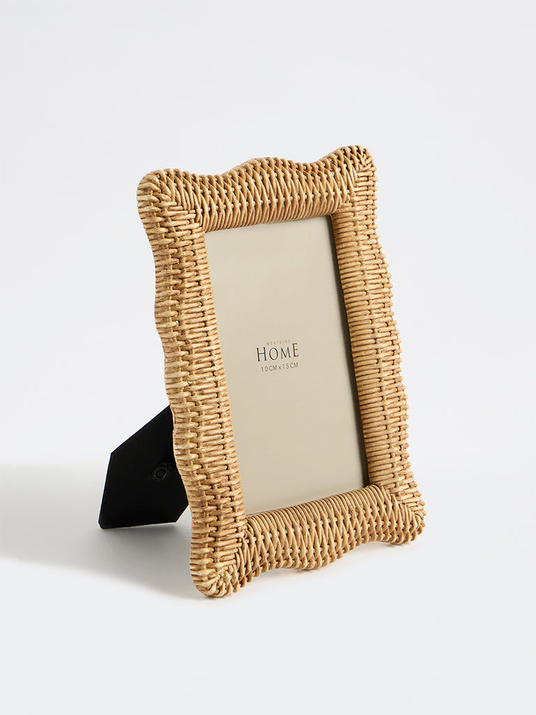 Westside Home Beige Woven Textured Rectangular Photo Frame