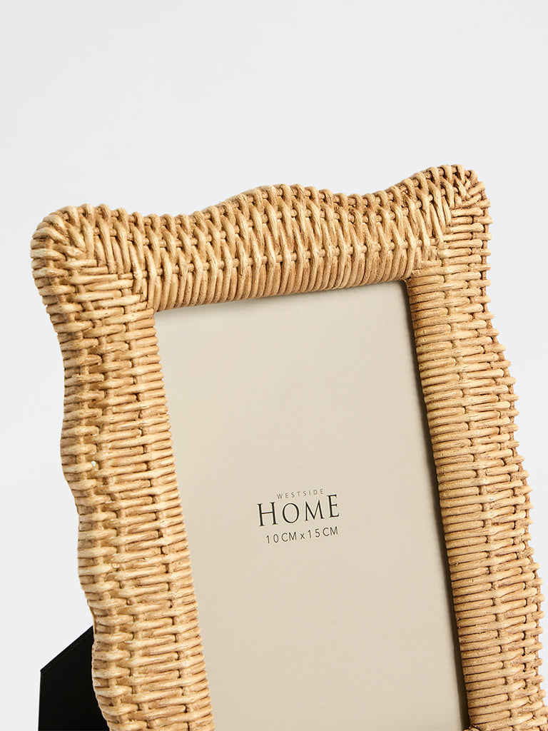 Westside Home Beige Woven Textured Rectangular Photo Frame