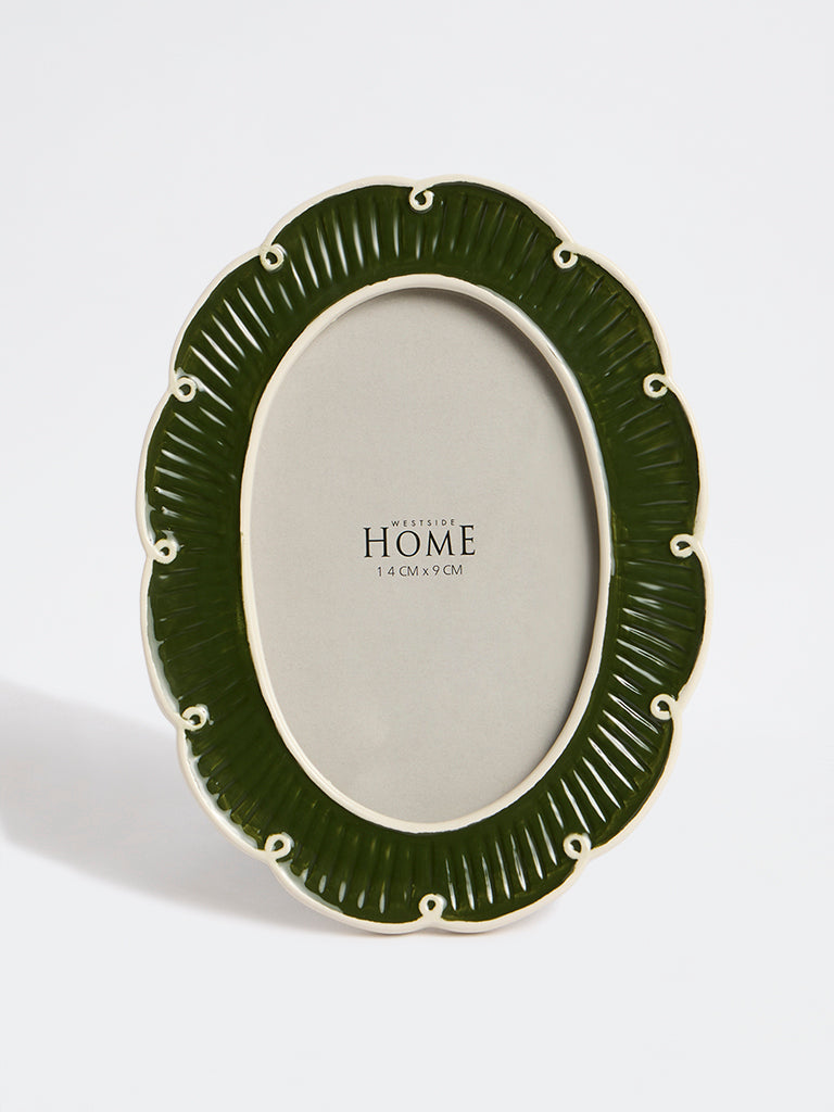 Westside Home Green Ceramic Ribbed Photoframe