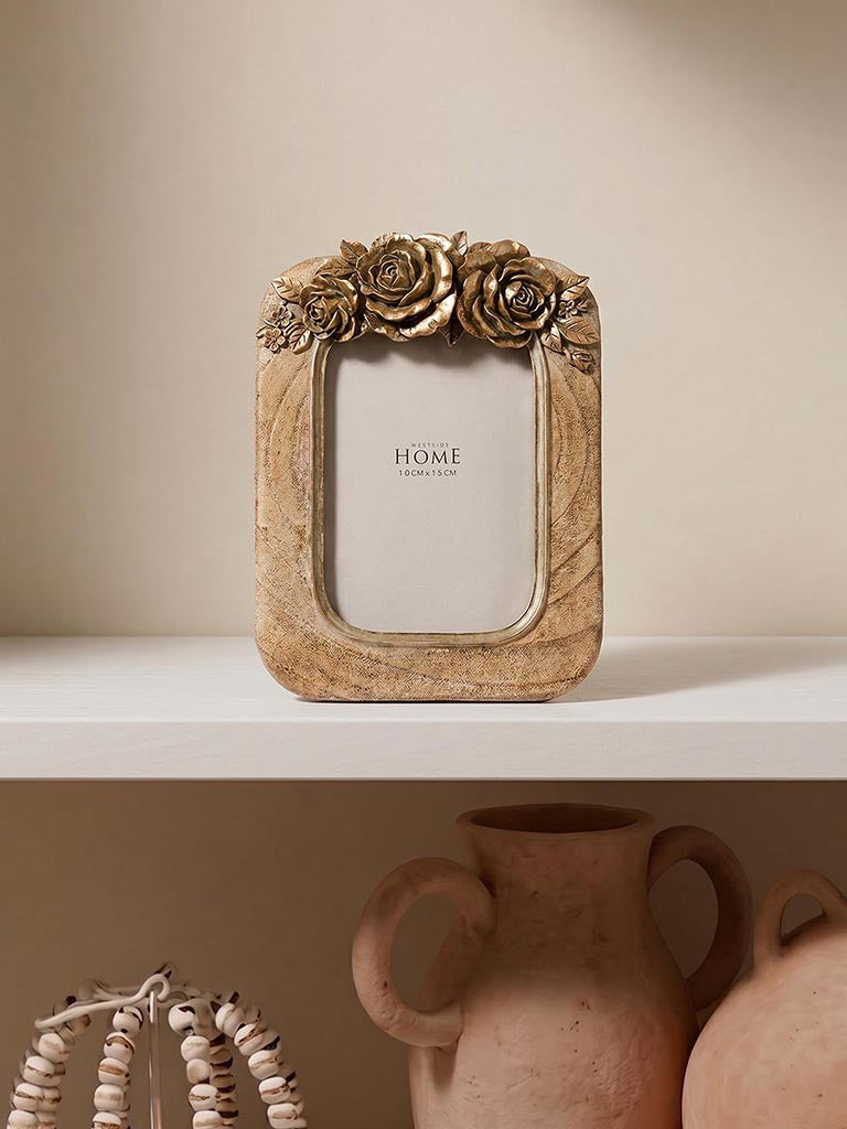 Westside Home Brown Rose-Detail Rectangular Photo Frame