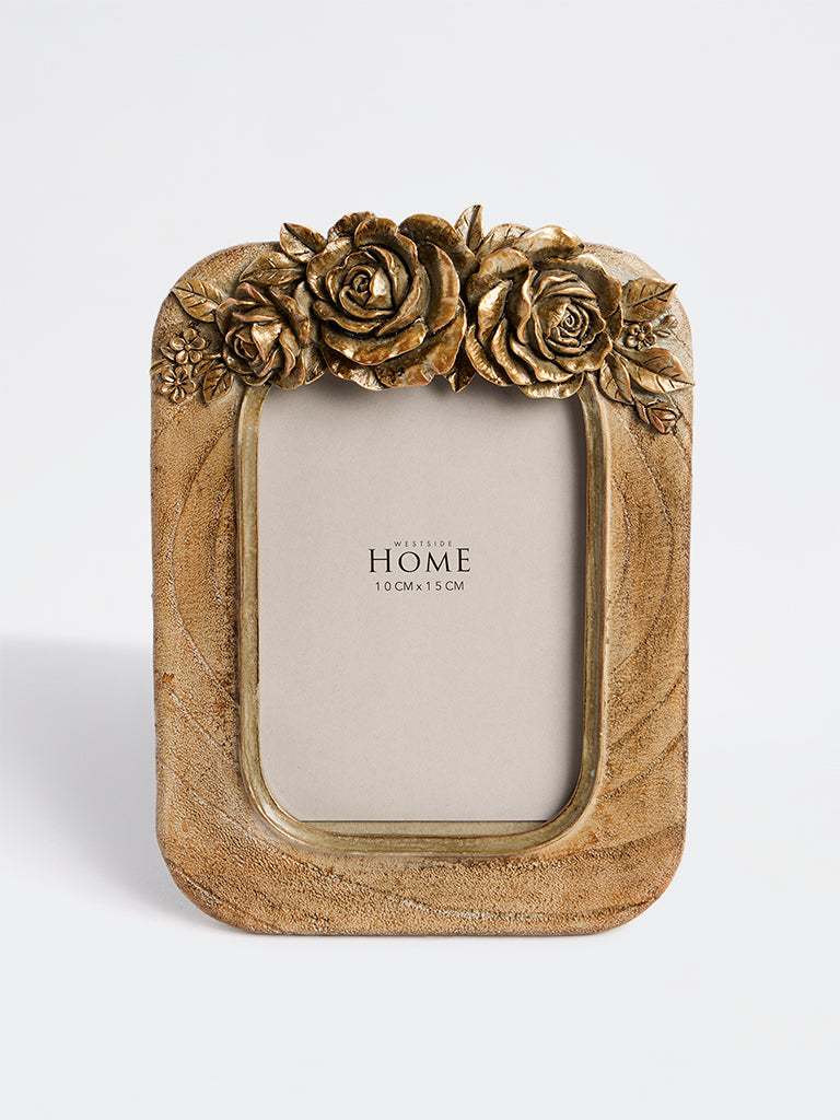 Westside Home Brown Rose-Detail Rectangular Photo Frame