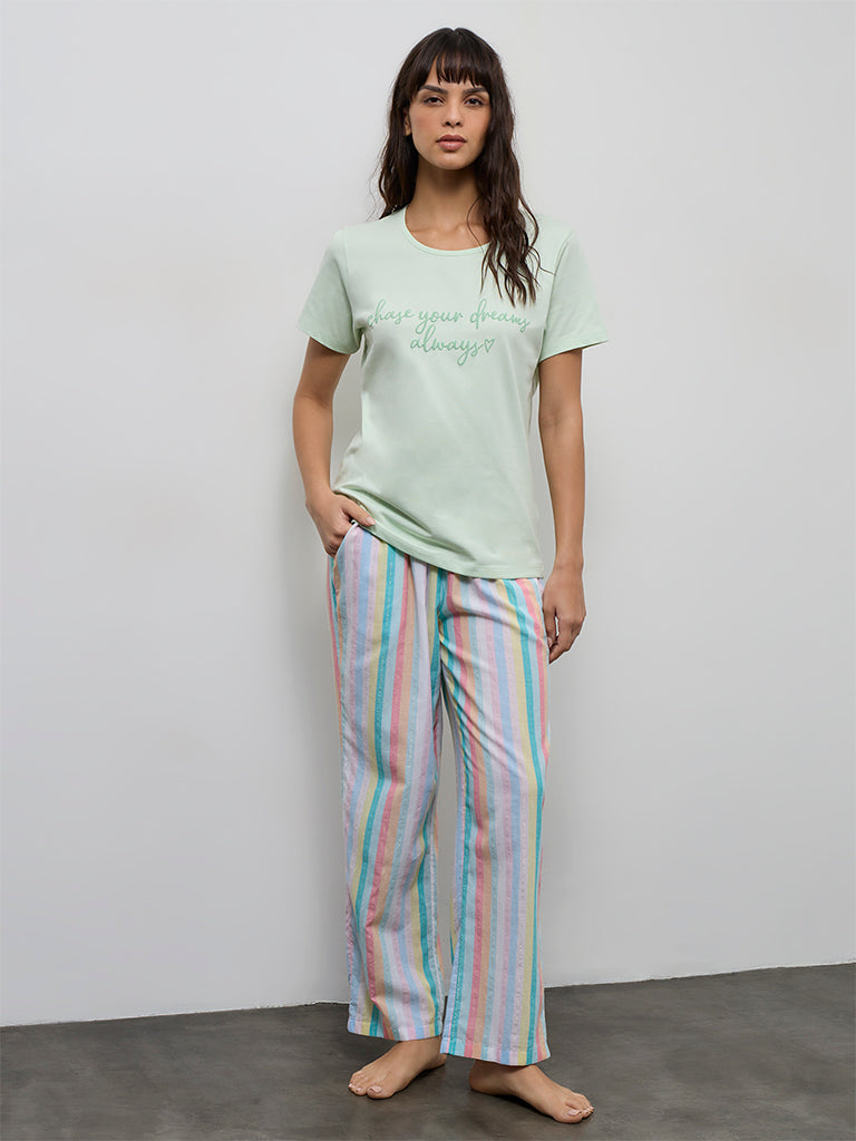 Wunderlove Mint Text Design Cotton T-Shirt