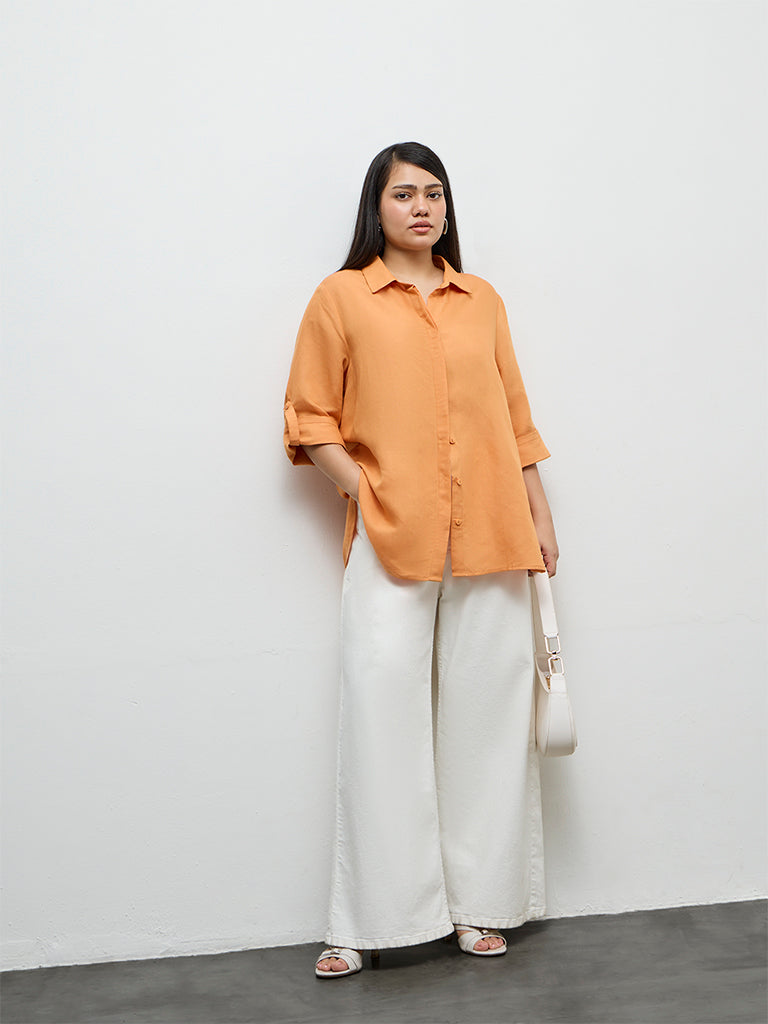 Gia Orange Solid Shirt