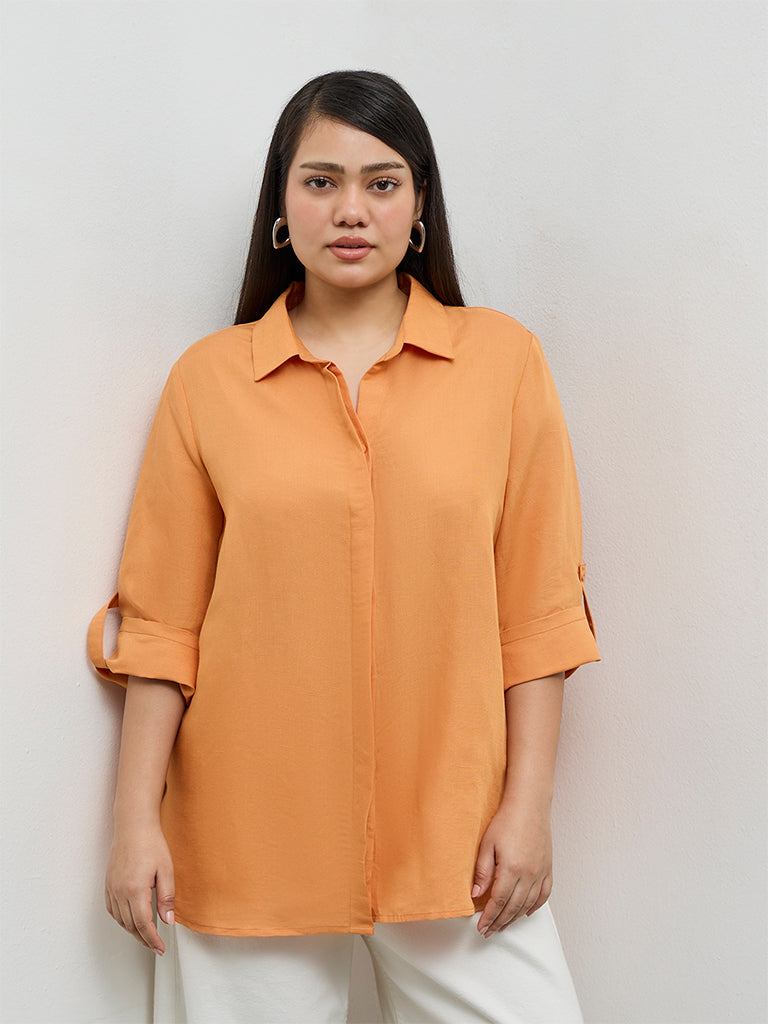 Gia Orange Solid Shirt