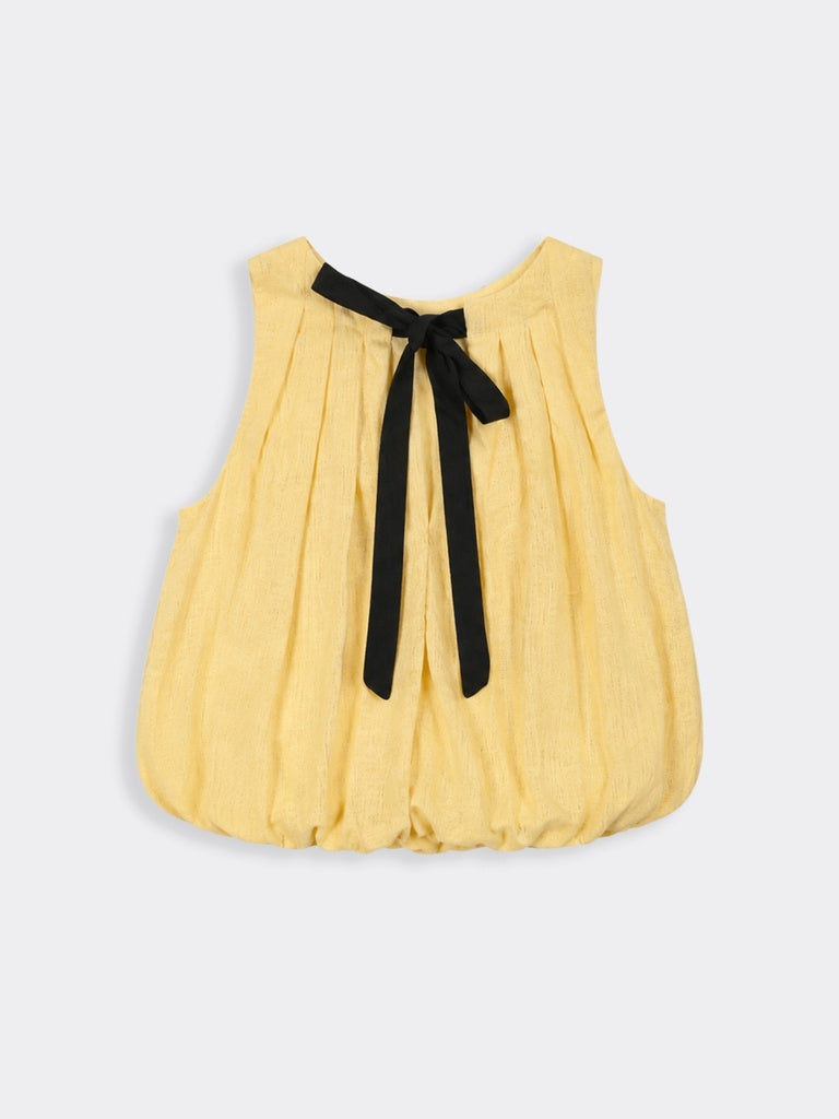 LOV Yellow Solid Linen-Blend Top