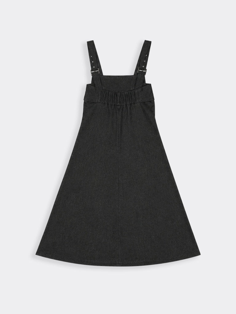 LOV Dark Grey Denim A-Line Dress