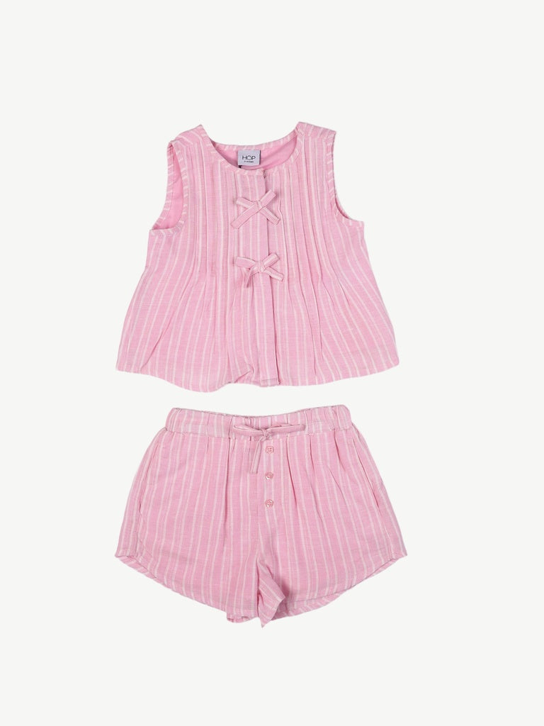 HOP Kids Girls Pink Cotton-Blend Top and Shorts Set