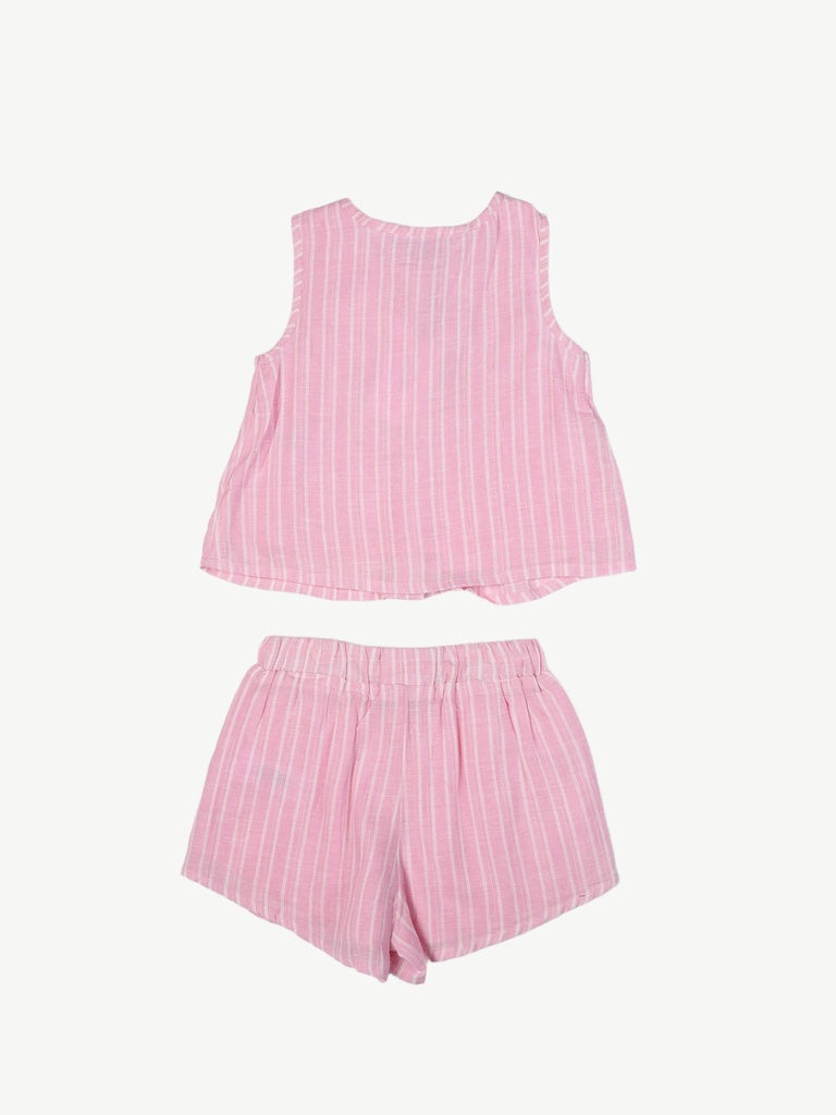 HOP Kids Girls Pink Cotton-Blend Top and Shorts Set