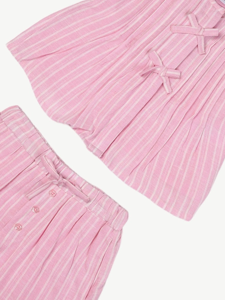 HOP Kids Girls Pink Cotton-Blend Top and Shorts Set