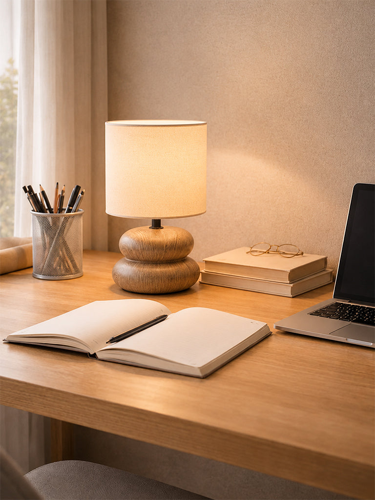 Westside Home Dark Brown Pebble Wood Table Lamp