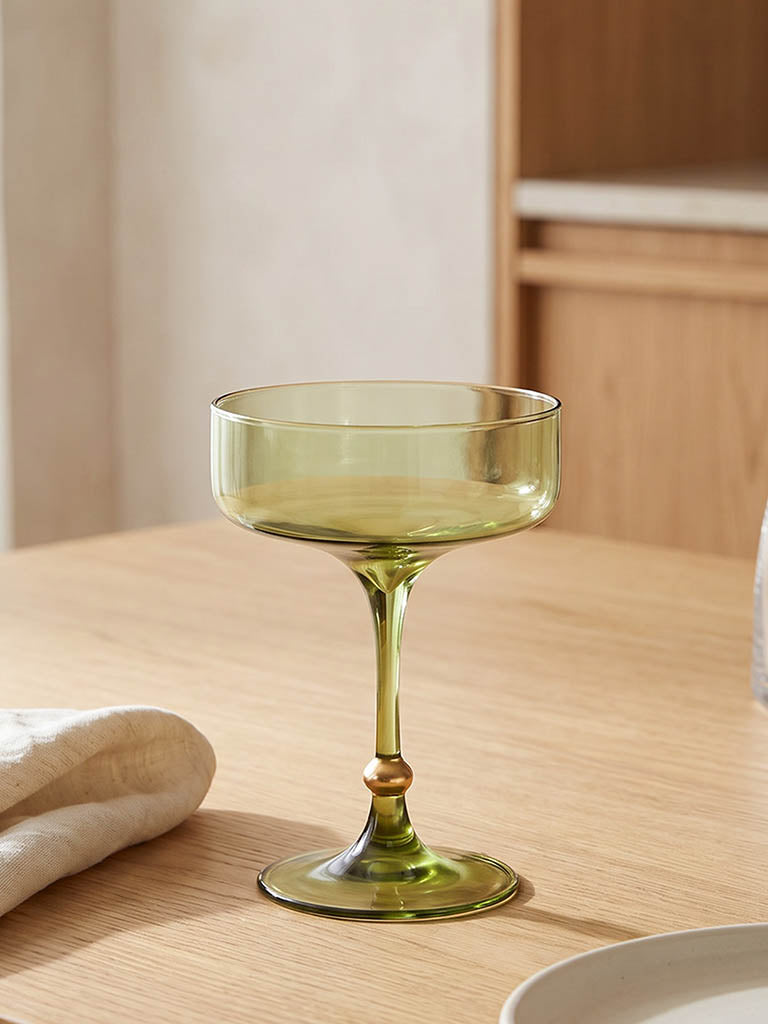Westside Home Green Gold-Detail Coupe Glass