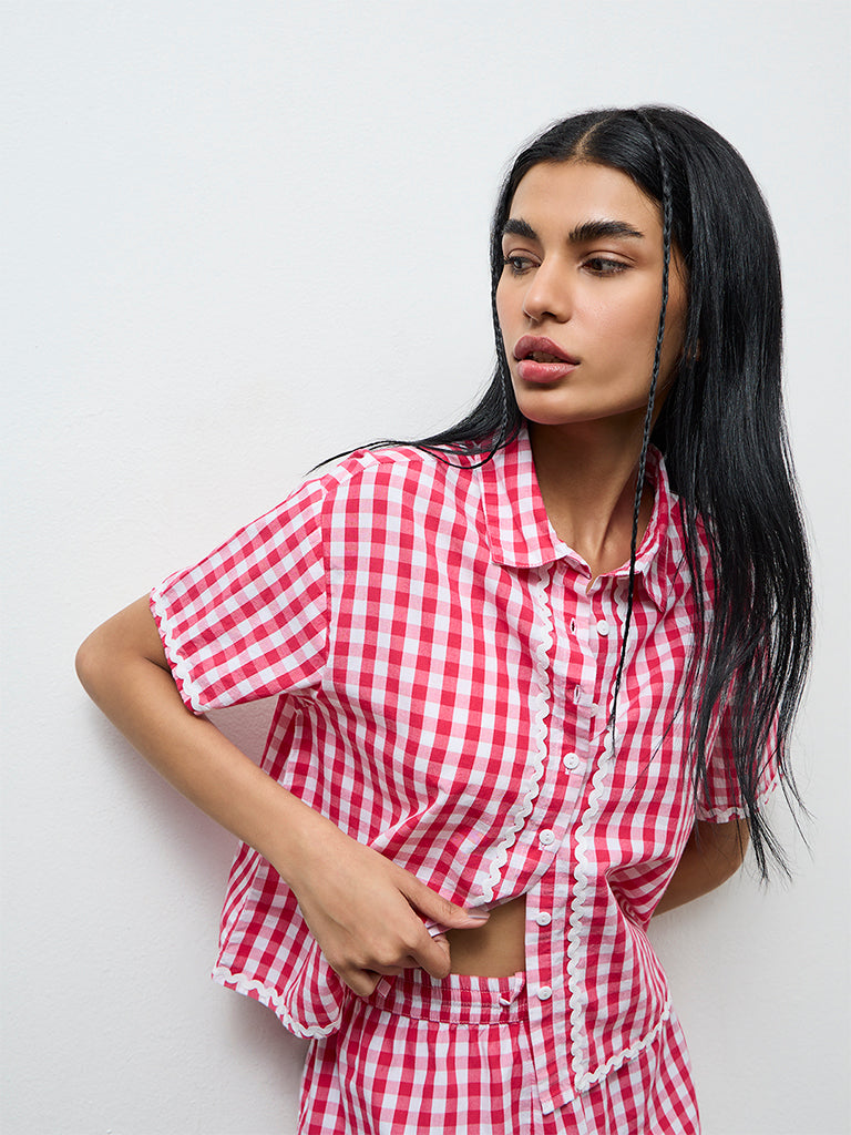 Superstar Pink Checkered Cotton Shirt