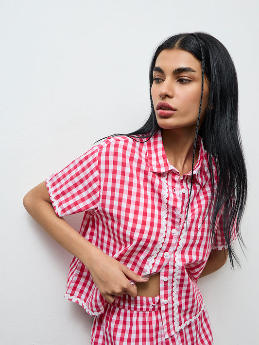 Superstar Pink Checkered Cotton Shirt
