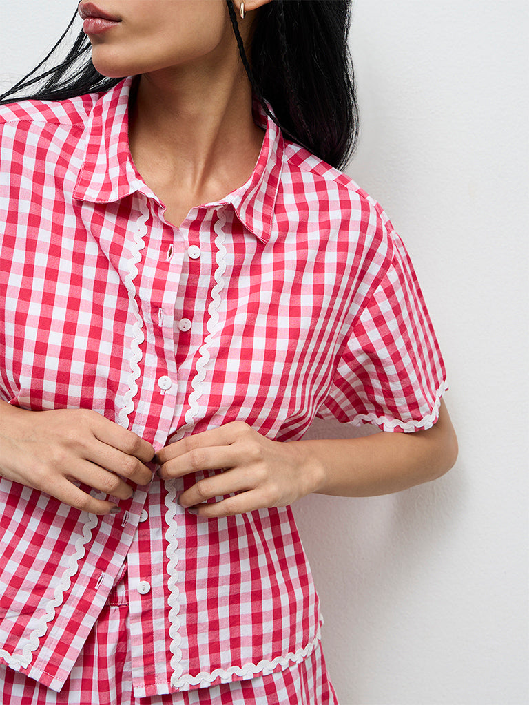 Superstar Pink Checkered Cotton Shirt