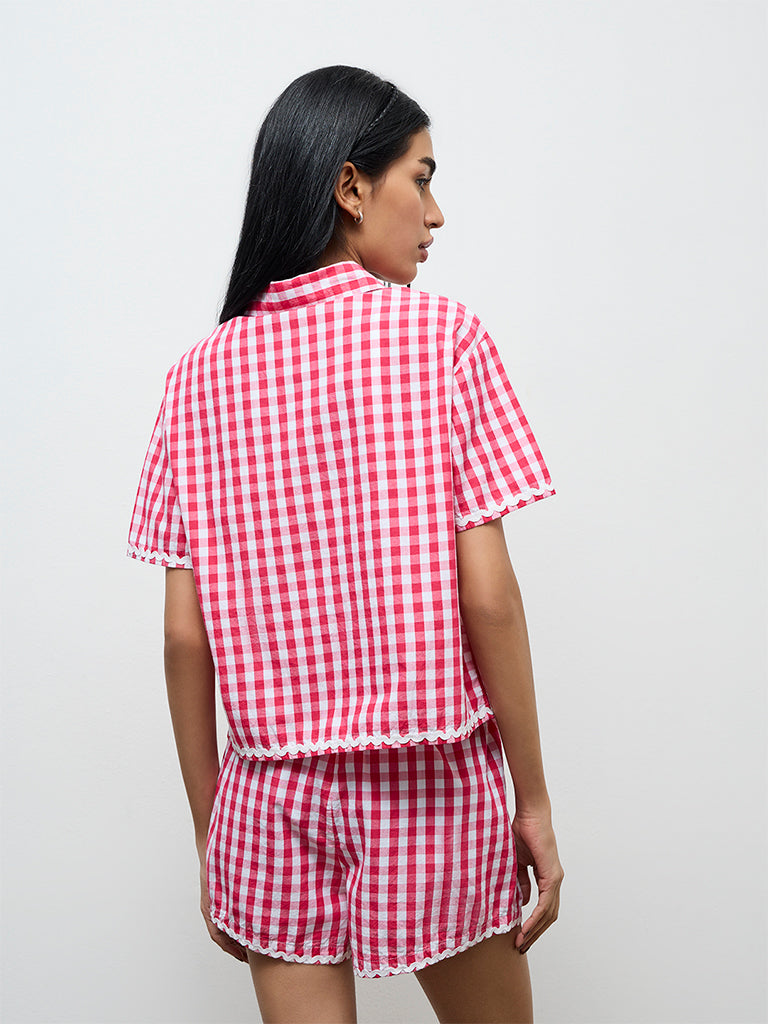 Superstar Pink Checkered Cotton Shirt