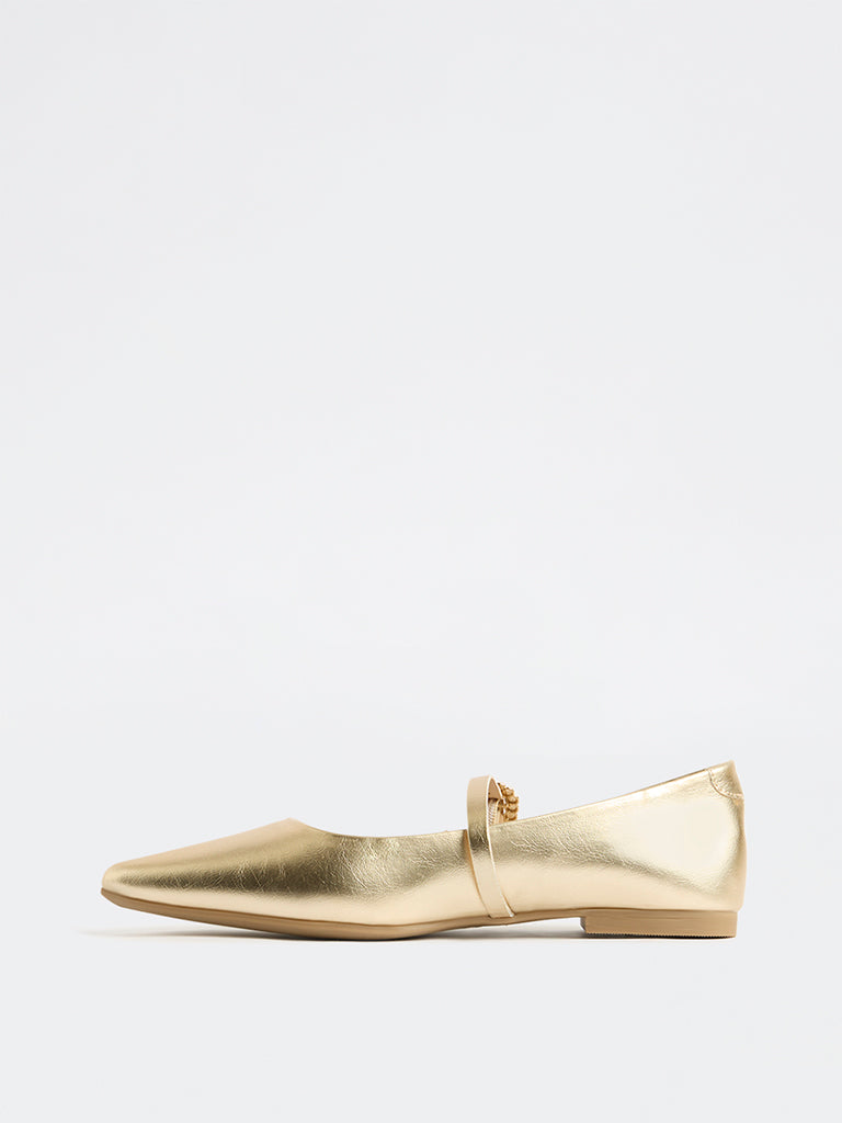 LUNA BLU Gold Mary Jane Shoes