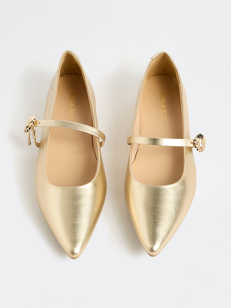 LUNA BLU Gold Mary Jane Shoes