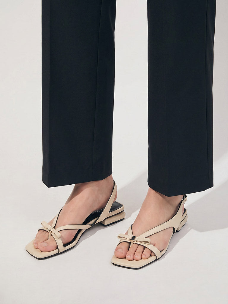 LUNA BLU Ivory Bow-Detail Multi-Strap Sandals