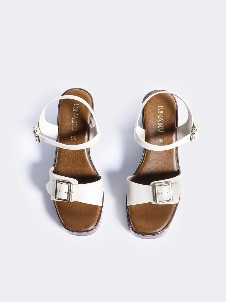 LUNA BLU Ivory Buckle Sandals