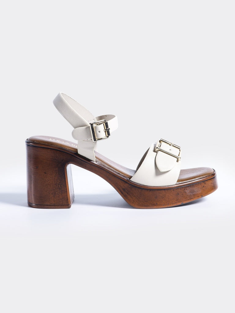 LUNA BLU Ivory Buckle Sandals