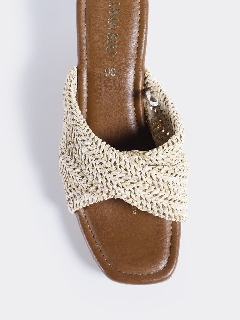 LUNA BLU Natural Woven Mules