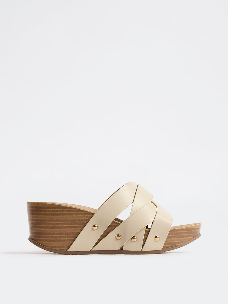 LUNA BLU Ivory Wedge Heel Sandals